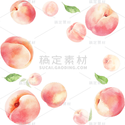 果蔬系列通用桃子水彩风插画元素素材