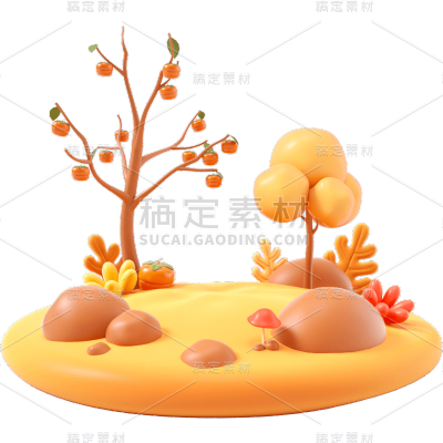 传统节气秋分秋天秋日秋季3DC4D植物场景元素