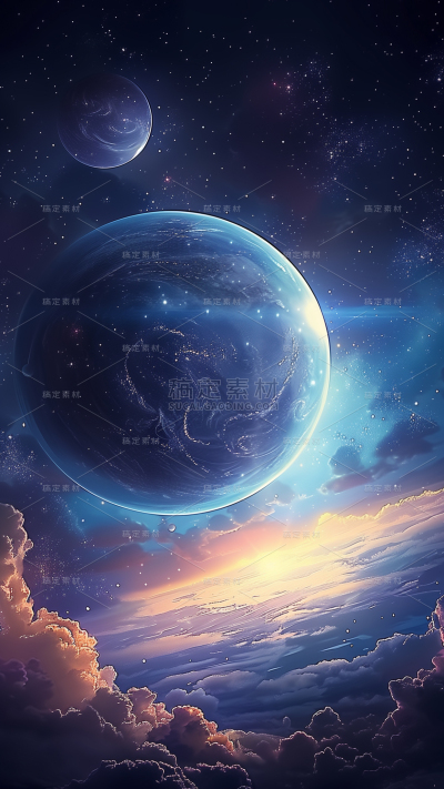 宇宙系列厚涂风插画星云星球图片