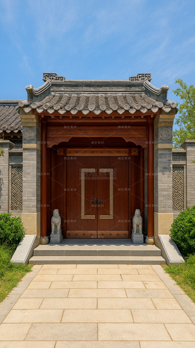 建筑系列典雅感中式传统大门（td）