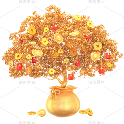 金融发财树3D贴纸套装