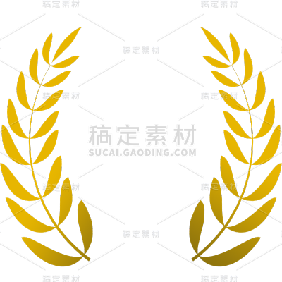 通用麦穗椭圆圆框边框金色贴纸元素素材
