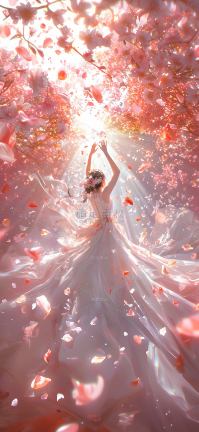 妇女节女神节唯美感光影女性花瓣裙摆背景