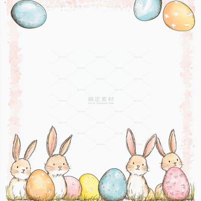 insMind Easter Fresh Pastel Colors Bunny and Eggs Background Image