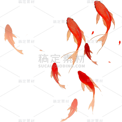 动物系列水墨锦鲤鱼群
