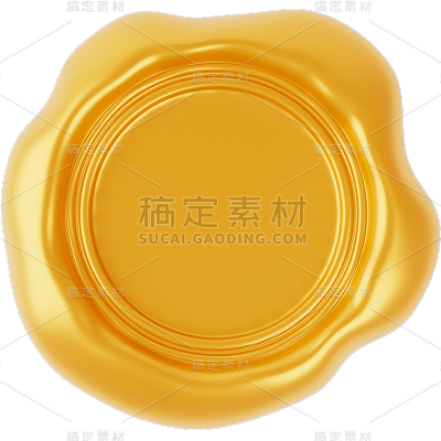 通用金黄色火漆印章元素素材