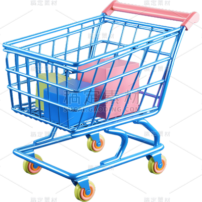 3D立体购物车贴纸