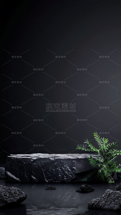 背景通用黑色石头展台背景场景图片素材
