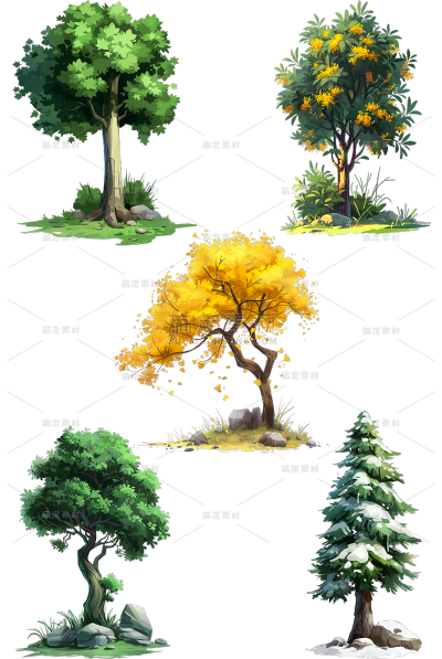 植物通用插画树元素素材
