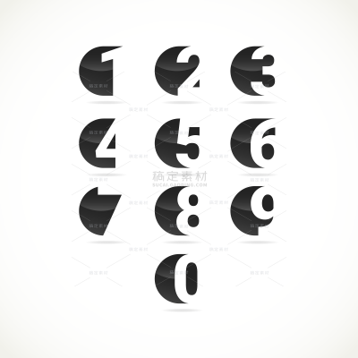 艺术字系列简约风黑白阿拉伯数字（td）