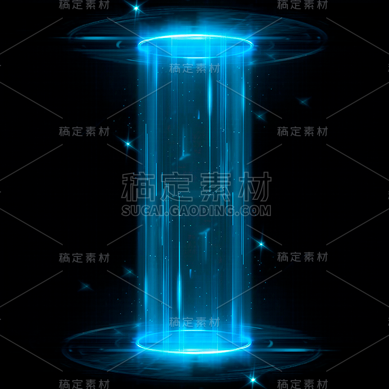 特效通用蓝色传送光束元素素材