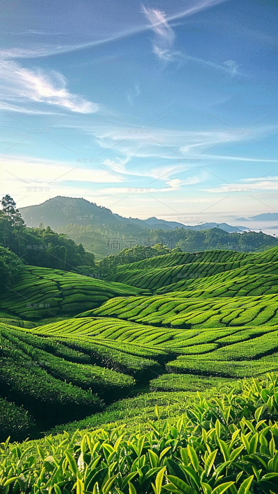 植物通用实景绿色茶园场景背景图片素材