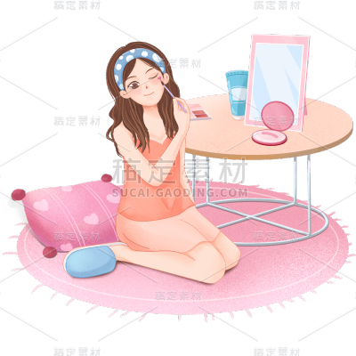 美容美妆女士化妆场景贴纸
