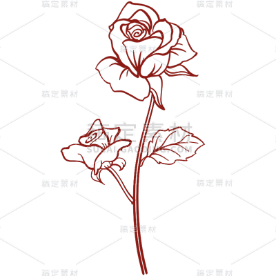 花卉元素线条简约贴纸