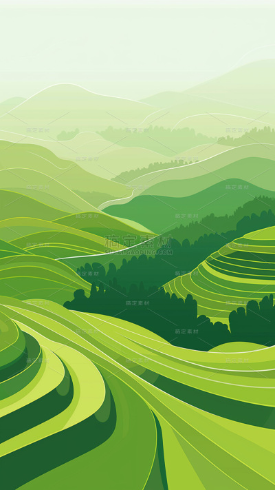 常规绿色梯田图片背景