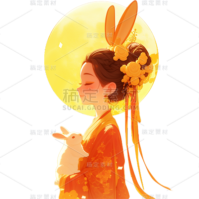 中秋节中式嫦娥AI套系人物贴纸