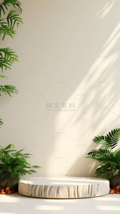 通用电商简约风绿植植物静态场景背景