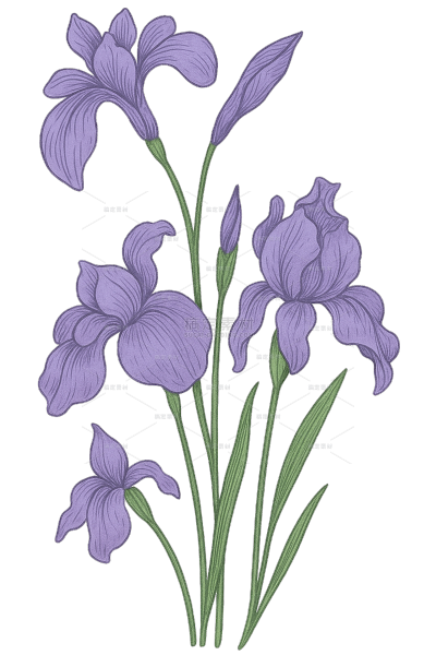 植物系列紫色鸾尾花插画元素（td）