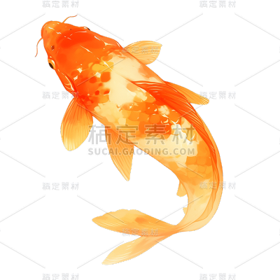 动物系列厚涂插画金鱼