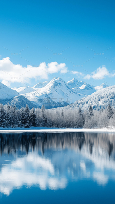 冬季节气通用冰雪森林湖泊背景
