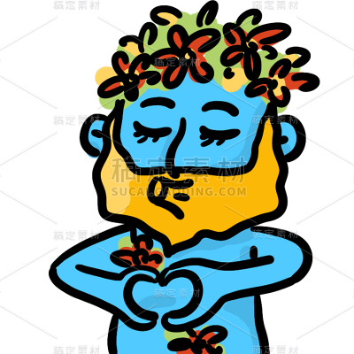 巴黎奥运会酒神蓝精灵可爱插画贴纸