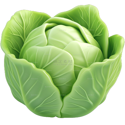 常规果蔬系列3D风膨胀感逼真卷心菜贴纸