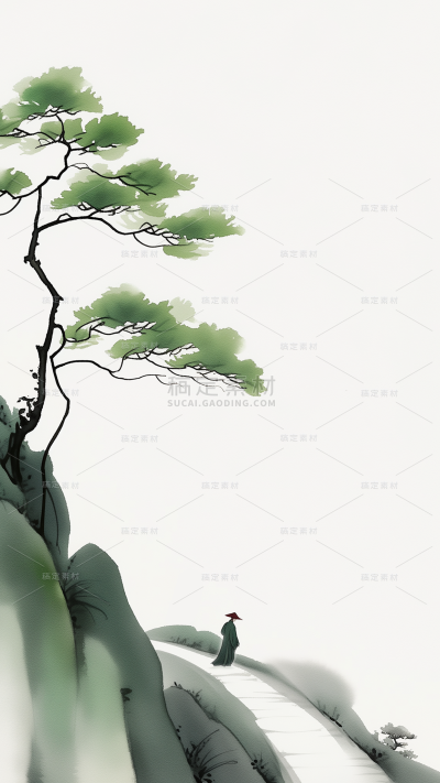 中国风新中式水墨极简山水背景