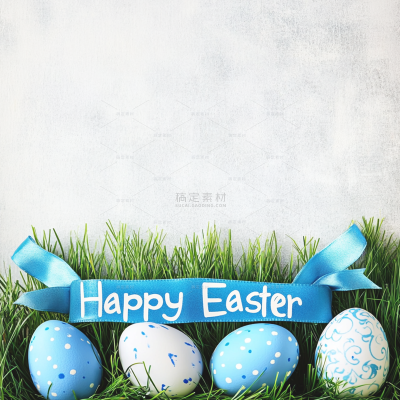 insMind Easter Fresh Colors Blue Eggs on Green Grass Background Image 