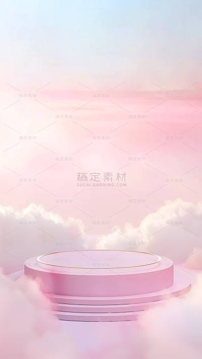 背景通用粉色云雾展台背景图片素材
