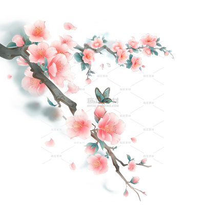 植物系列国风春天花鸟元素