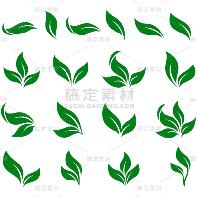 图标系列插画风简约树叶图标（td)