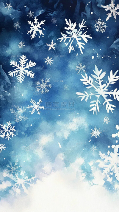 冬天通用手绘冰雪融化插画背景