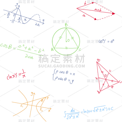教育高考涂鸦插画数学公式装饰元素素材