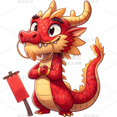 龙年春节通用卡通插画中式拟人龙形象人物动物贴纸