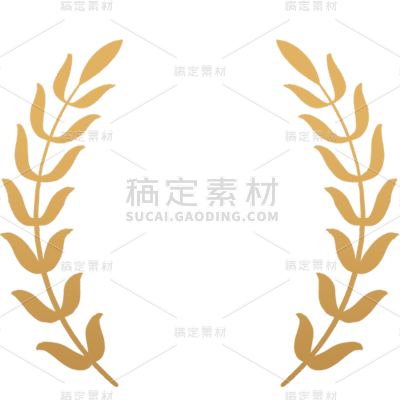 通用麦穗椭圆圆框边框金色贴纸元素素材