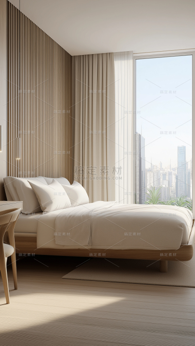 建筑系列通用实景温馨大床房背景素材