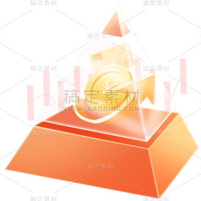 金融金字塔创意组合元素2.5D贴纸套装