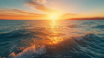 夕阳海浪风景图片