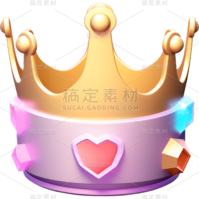 轻拟物风立体3D皇冠装饰元素