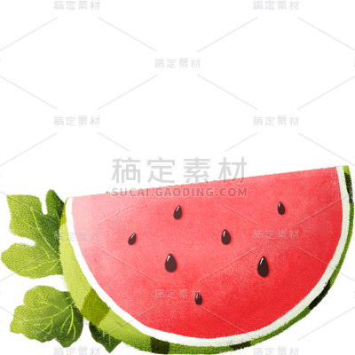 夏季扁平风通用西瓜切件元素素材