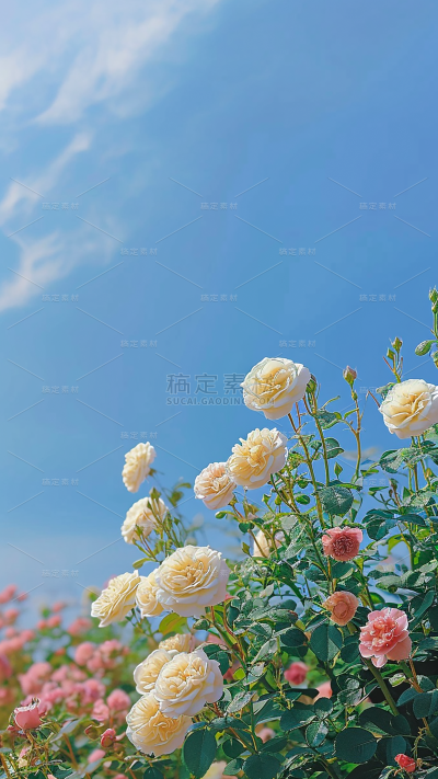 春天春季春日氛围感实景繁花背景场景图片素材-月季