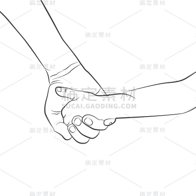父亲节简约线头手部牵手元素素材