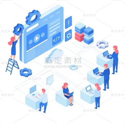 科技风系列立体感人物工作插画元素（td）