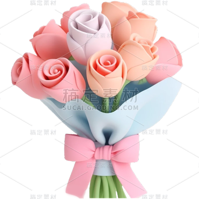 圣诞节平安夜卡通软3D花束花朵元素