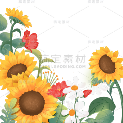 春天春日氛围感插画花卉植物边框元素素材
