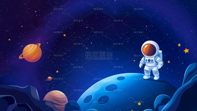 宇宙系列手绘宇宙横板外太空宇航员
