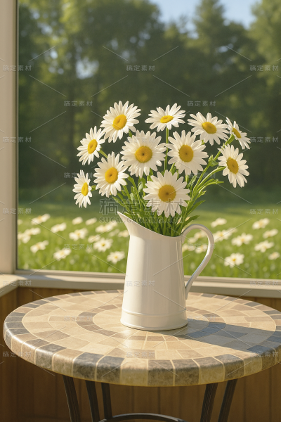 常规内容-植物系列写实感树林小雏菊花瓶图片