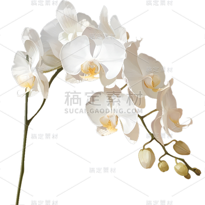植物通用实景白色兰花花朵元素素材