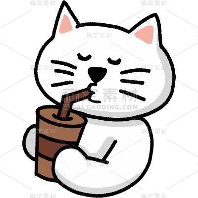 小红书可爱手帐风猫咪喝饮料简笔画贴纸