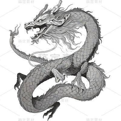 通用插画中式传统神话龙元素贴纸